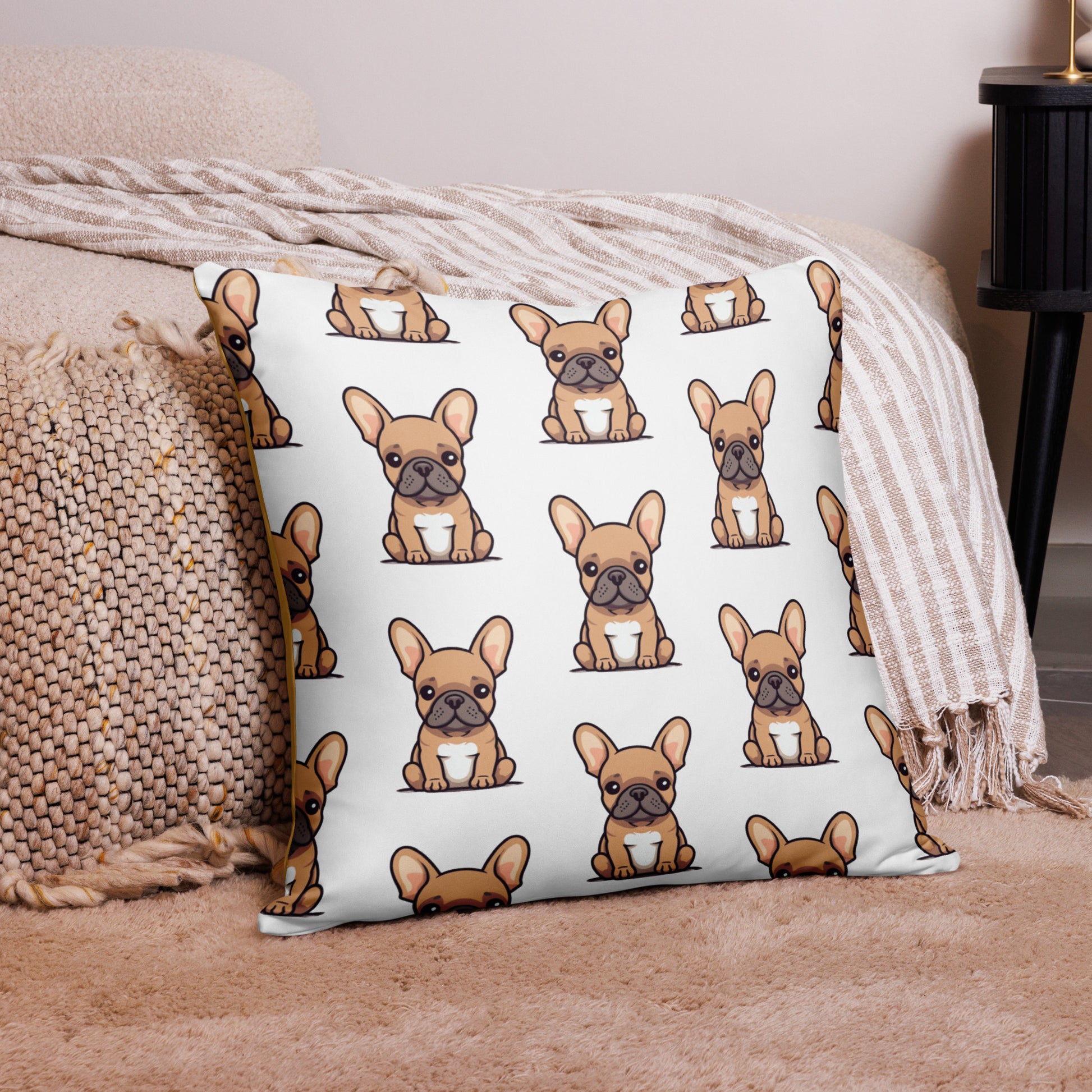 coussin bouledogue francais sable motif